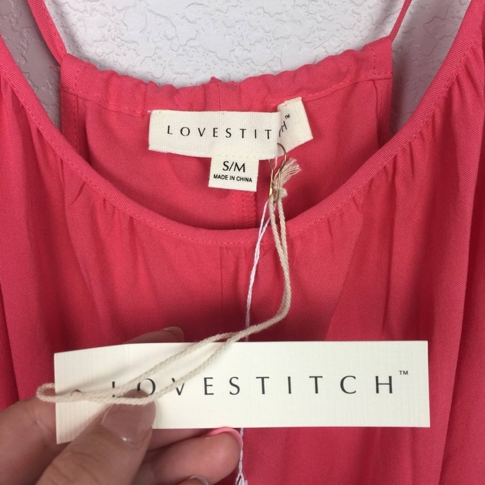 BNWT! LOVESTITCH Coral Asymmetrical Dress Size M/L - Picture 5 of 6